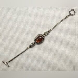 Elegant Silver and Authentic Amber Bracelet